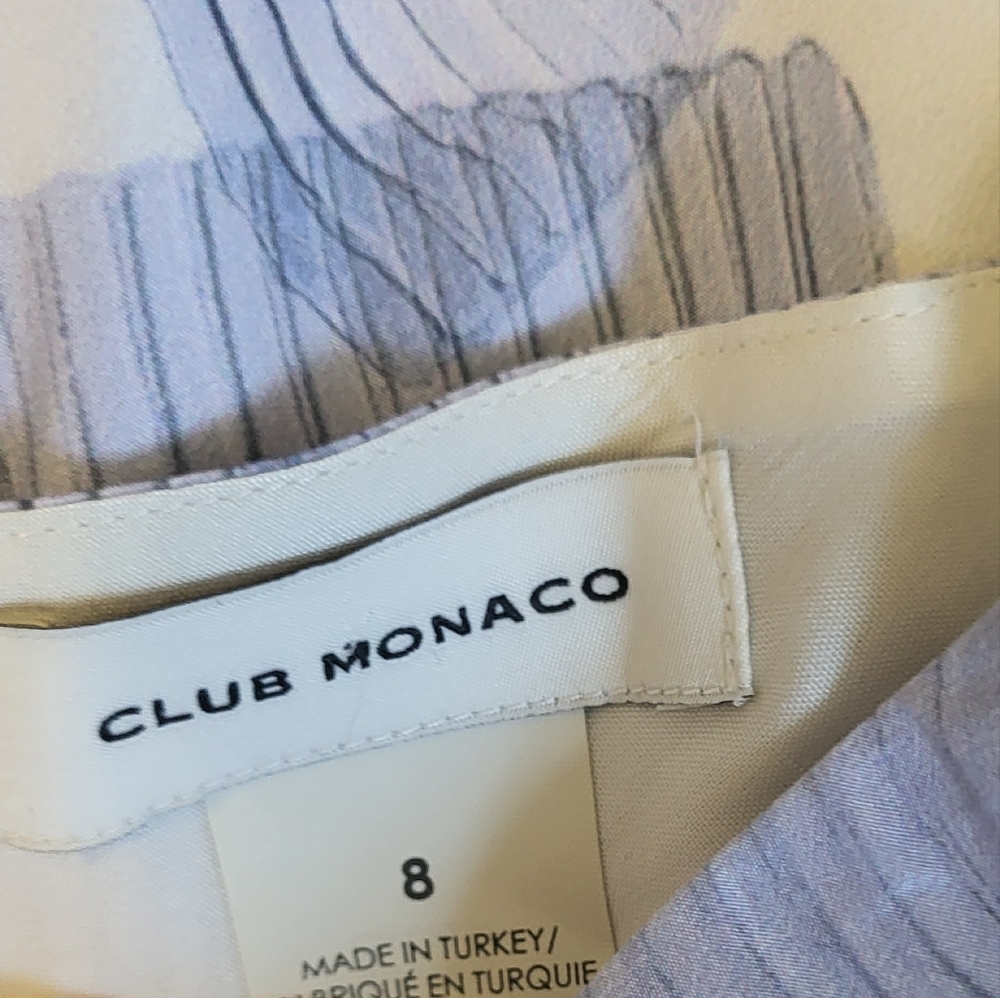 Club Monaco Printed Rouched Front Dress Size 8 Blue & White - Picture 10 of 13